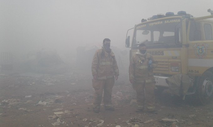 Densa humareda cubre varias partes del país. (Foto Bomberos Voluntarios)