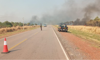 La Patrulla Caminera reportó un incendio de gran magnitud en el kilómetro 230 de la Ruta PY05. (Gentileza)