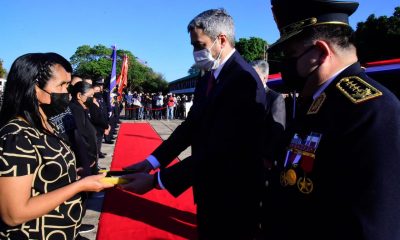 El presidente de la República, Mario Abdo Benítez, durante el acto. (Foto Presidencia).