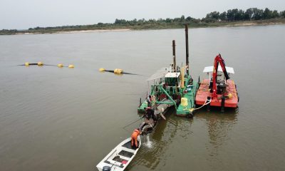 Se incorporó a la obra la tercera draga para los rellenos por refulado hidráulico. Foto: Gentileza.