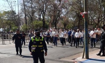 Durante la manifestación. (Foto PMT).