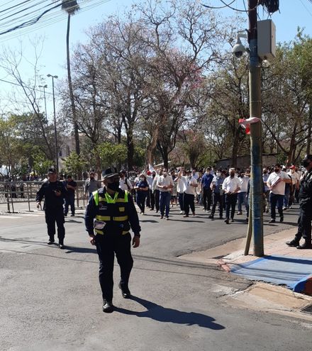 Durante la manifestación. (Foto PMT).