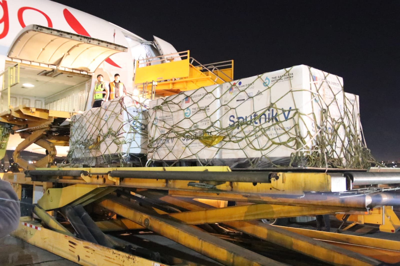 El lote de Sputnik V que llegó en la noche del viernes. (Foto Ministerio de Salud).