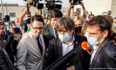 "Estoy acostumbrado a ser perseguido por España, pero siempre termina igual", aseguró el líder separatista catalán Carles Puigdemont un día después de ser liberado por la Justicia italiana. Foto: Getty.