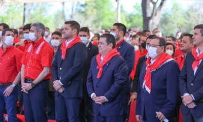 Las autoridades coloradas se hicieron presente en Ybycuí. (Foto ANR)