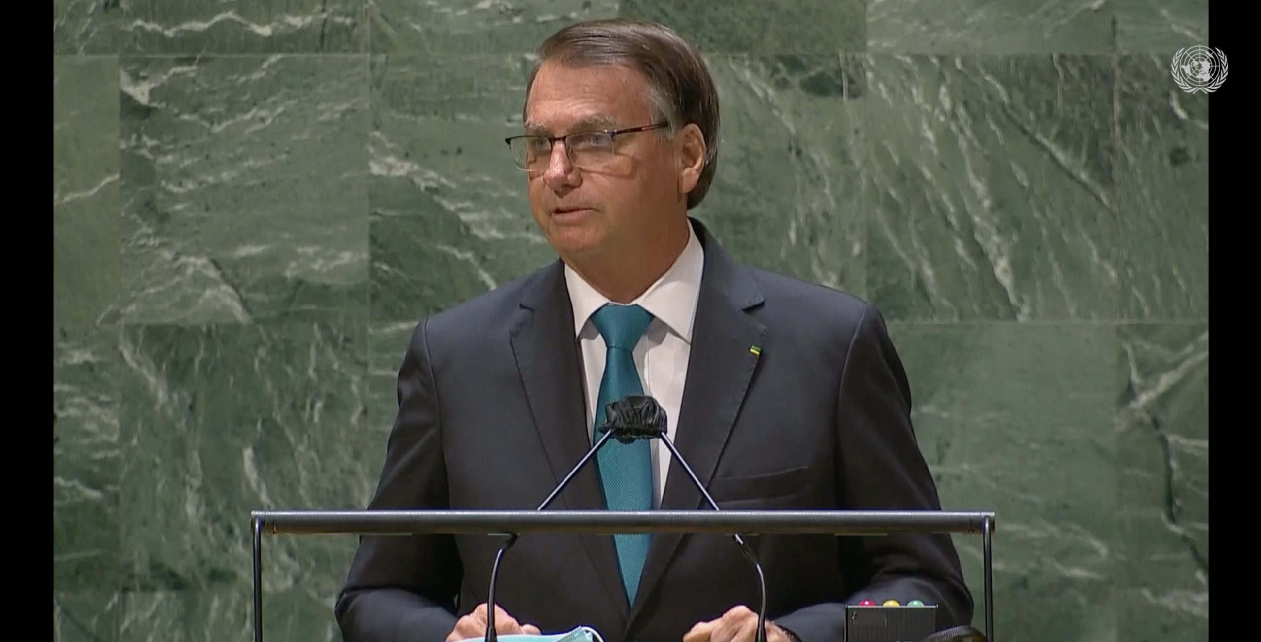 El presidente de Brasil, Jair Bolsonaro, durante su discurso ante la Asamblea General de las Naciones Unidas. Foto: Naciones Unidas.