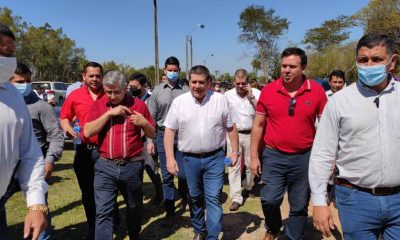 Durante la llegada de Horacio Cartes y la comitiva. (Foto GEN).