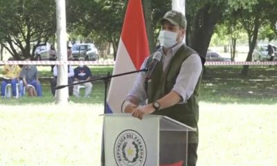 Mario Abdo Benítez durante su discurso en Caaguazú. (Gentileza)