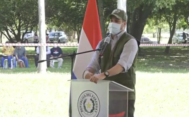 Mario Abdo Benítez durante su discurso en Caaguazú. (Gentileza)