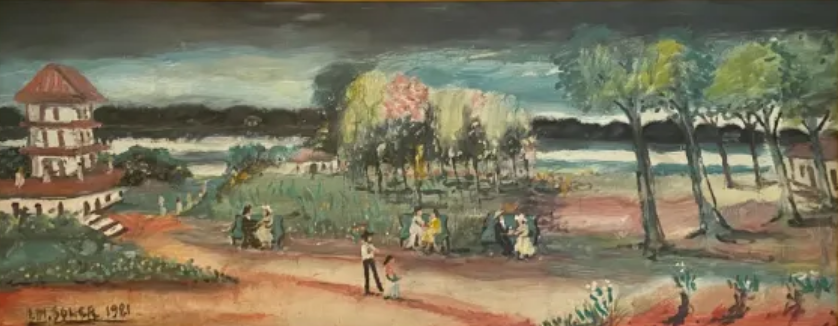 Ignacio Nuñez Soler. El parque. Óleo sobre madera. Cortesía. 