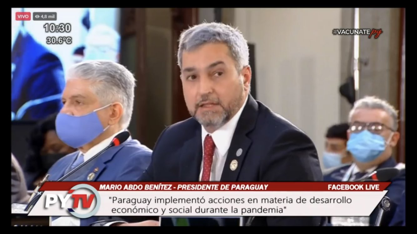 Mario Abdo durante su intervención en Cumbre de la Celac. Foto: Captura.