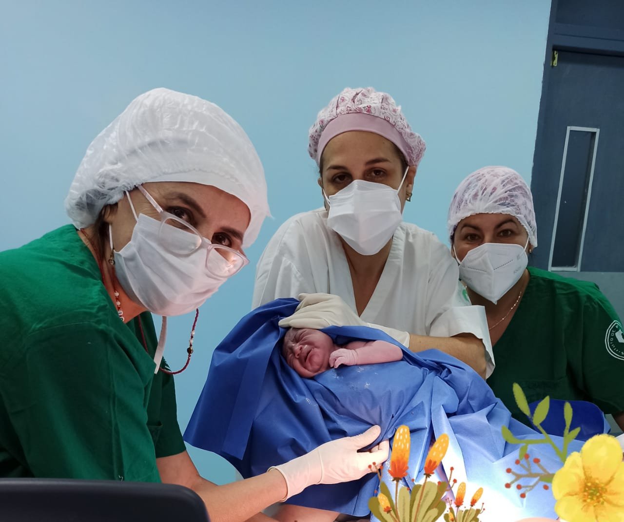 Primera bebé de la pandemia en IPS de Benjamín Aceval. (Foto Gentileza).