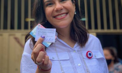 Johanna Ortega tras votar. (Foto Gentileza).