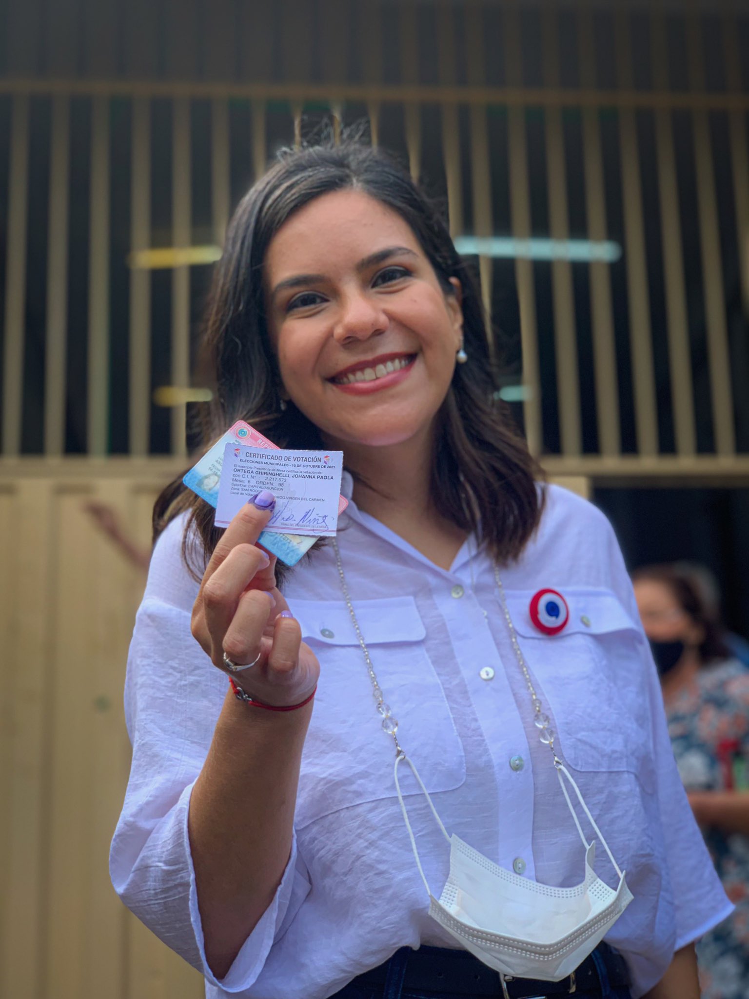 Johanna Ortega tras votar. (Foto Gentileza).