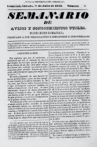 El Semanario de avisos y conocimientos útiles, 23 de julio de 1853. Cortesía