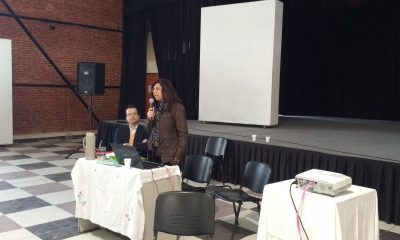 La doctora Angélica Otazú durante una disertación sobre el idioma guaraní. Foto: Gentileza.