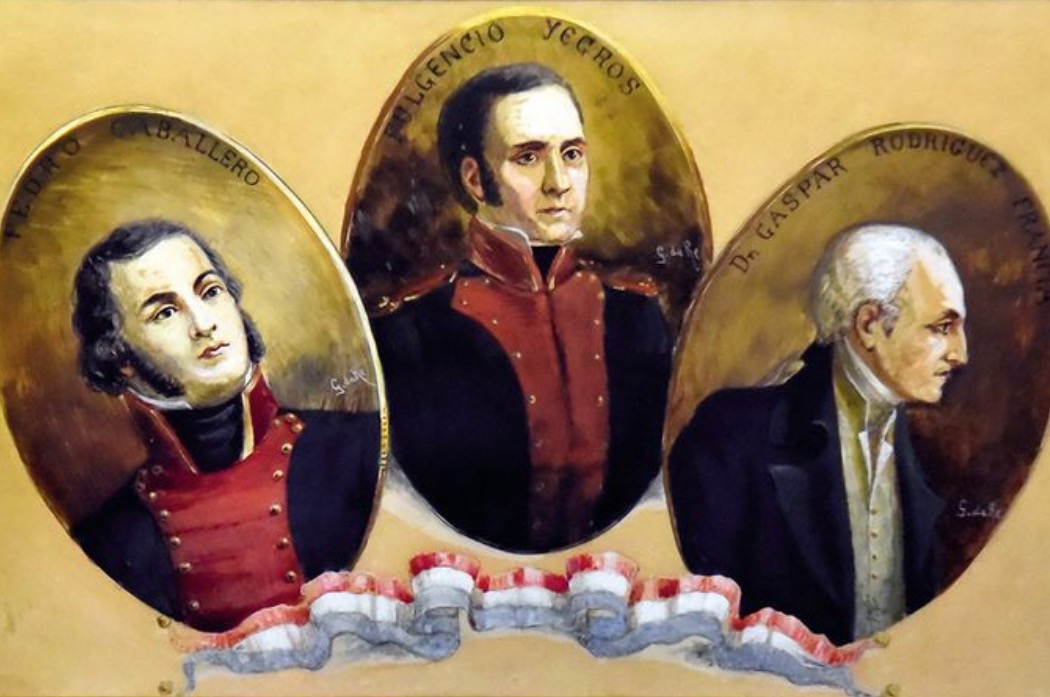 Guillermo Da Re. Pedro Juan Caballero, Fulgencio Yegros, J. Rodríguez de Francia. Cortesía