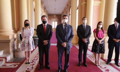 Durante la conferencia de prensa en el Palacio de Gobierno sobre el veto parcial de la Ley de servicios de Confianza de transacciones electrónicas. (Foto Presidencia).