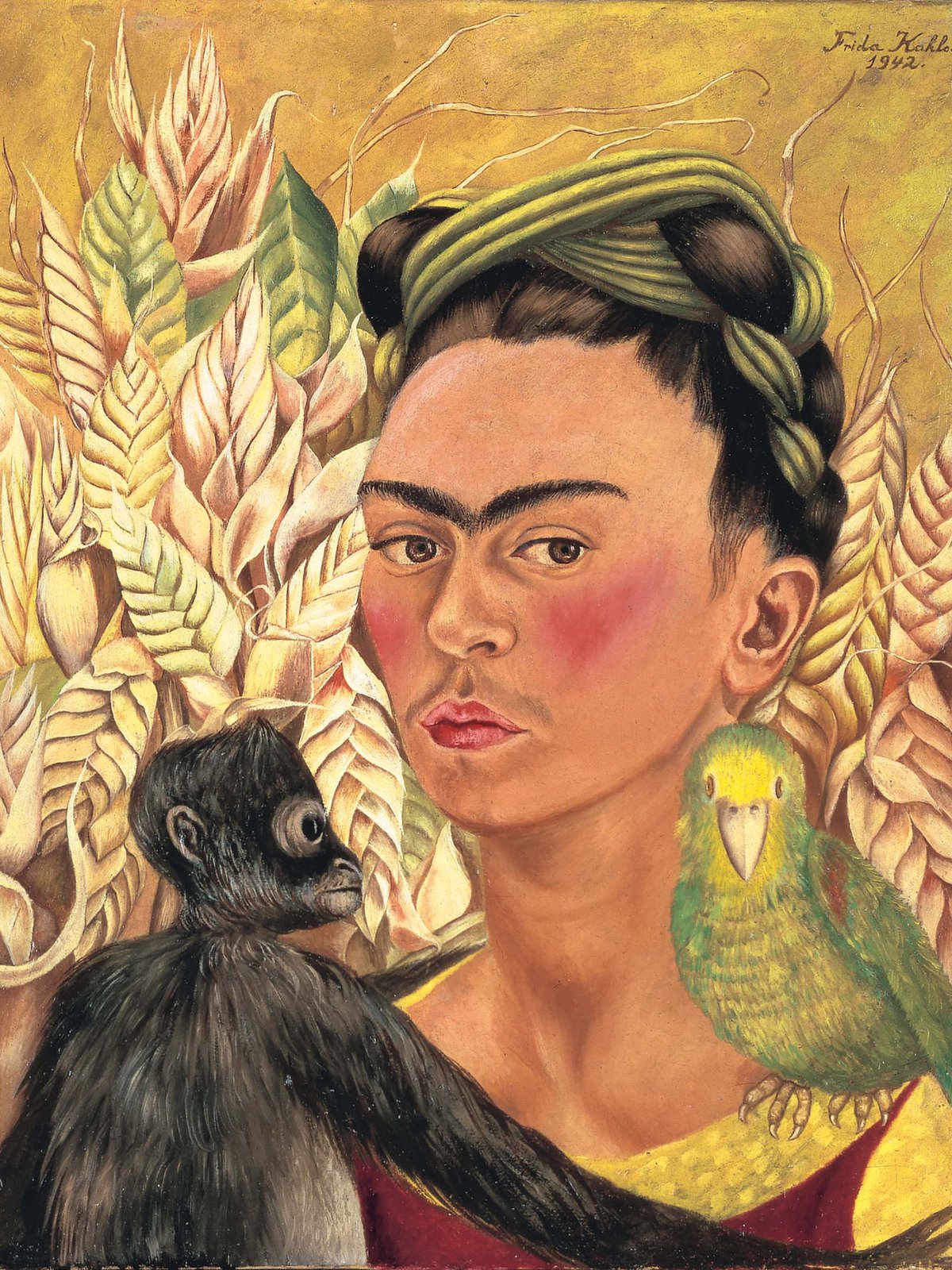 Frida Kahlo, Autorretrato con chango y loro, Colección Malba. Fue también récord en su momento