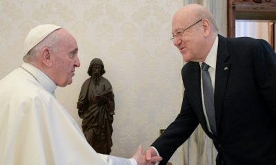 El papa Francisco recibió al nuevo premier libanés, Najib Mikati. Foto: Agencia IP.