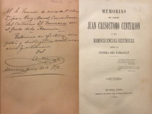 Juan Crisóstomo Centurión, Memorias. Dedicatoria a un amigo. Cortesía