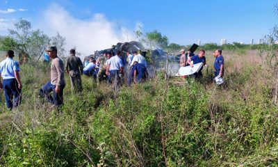 El helicóptero cayó en inmediaciones de la base de entrenamiento del Ñu Guasu. (Foto Radio Ñanduti).