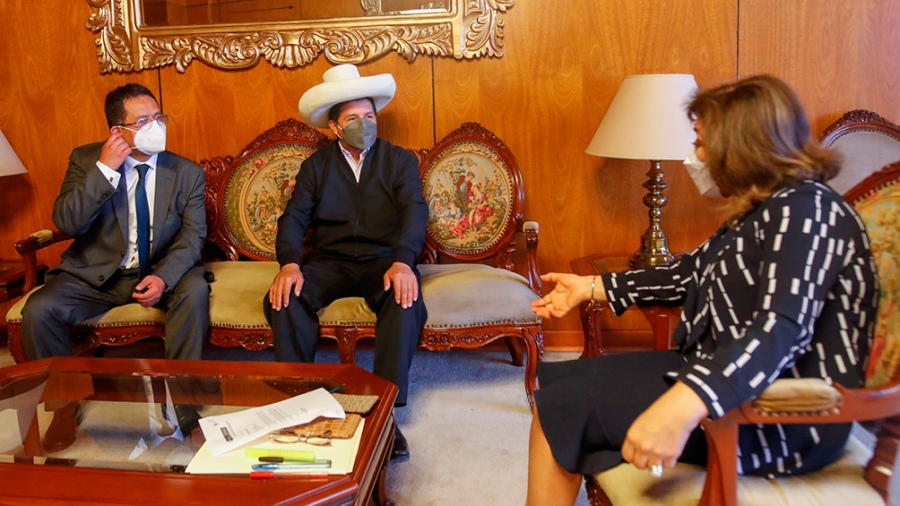 El mandatario peruano prestó declaración en el Palacio de Gobierno durante unas cuatro horas ante un grupo de procuradores. Foto: Agencia Andina.