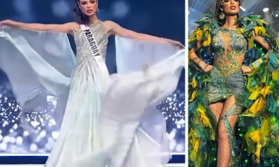 El traje de noche, que celebra al agua, es creación de Ilse Jara. El traje alegórico está inspirado en la leyenda de Mainumby. Fotos: Miss Universe.