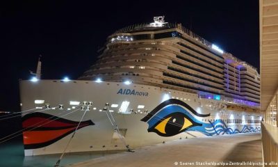 El crucero alemán AIDAnova atracado en el puerto de Lisboa en Año Nuevo. Foto: Picture Aliance.