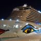 El crucero alemán AIDAnova atracado en el puerto de Lisboa en Año Nuevo. Foto: Picture Aliance.