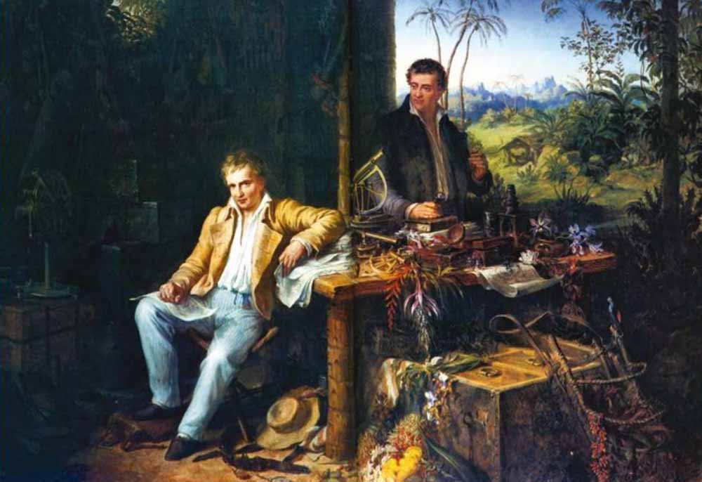 Eduard Ender, "Alexander von Humboldt y Bonpland en la selva amazónica del río Casiquiare", ca. 1850