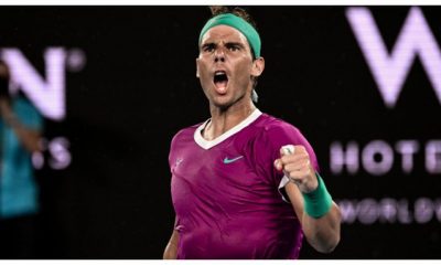 El español se sobrepuso tras ir dos sets abajo y venció al ruso por 2-6, 6-7 (5-7), 6-4, 6-4 y 7-5. Con ésta victoria se convirtió en el tenista más ganador de todos los tiempos al alcanzar su Grand Slam número 21. Foto: Infobae.