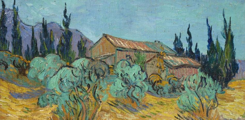 Vincent Van Gogh, “Cabanes de bois parmi les oliviers et cyprès”, 1889. Cortesía