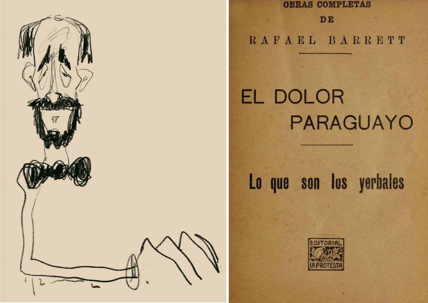 Barrett, visto por el caricaturista uruguayo Jaime Clara y "El dolor paraguayo" (1909)