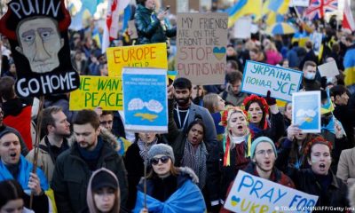 Manifestación en Londres contra la invasión rusa de Ucrania. Foto: Getty.