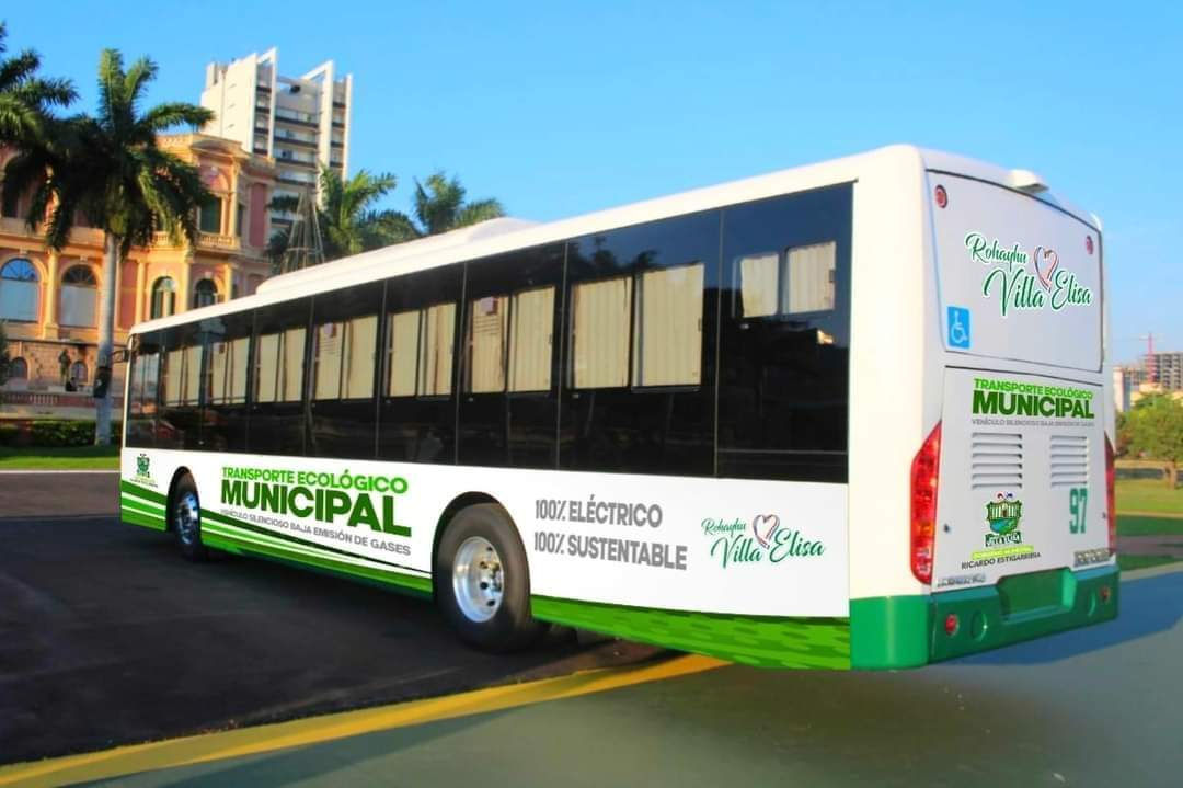 El bus eléctrico para Villa Elisa. (Foto Ricardo Estigarribia)