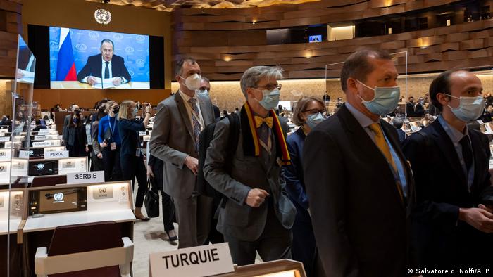 Los delegados abandonaron la sesión cuando habló Lavrov. Foto: Agencias.