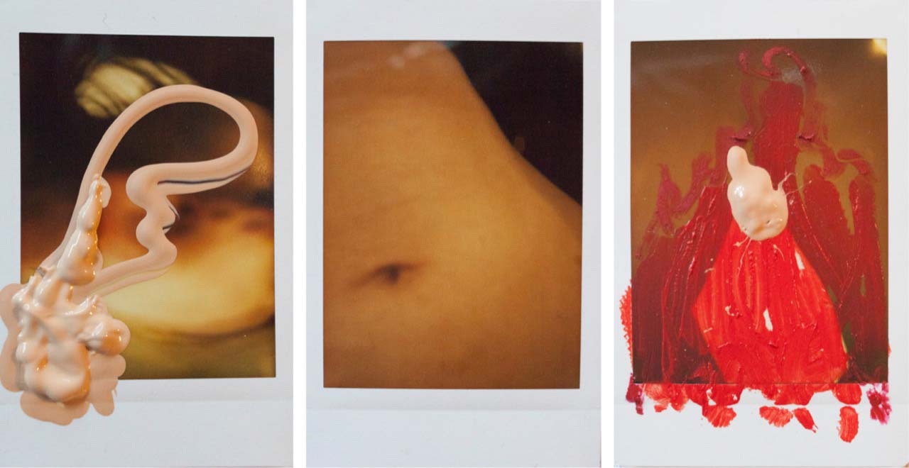 Ana Baumann, "Sin título", 2020. Fujifilm Instax Mini, make up, 8,6 x 5,4 cm pieza