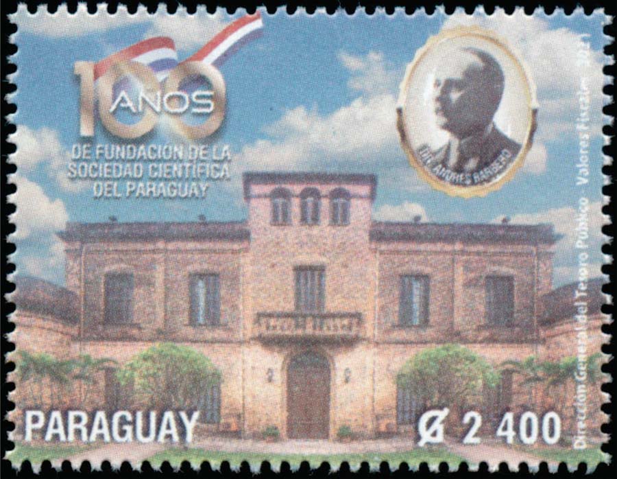 100 años de la fundación de la Sociedad Científica del Paraguay. Catálogo de estampillas del Paraguay.