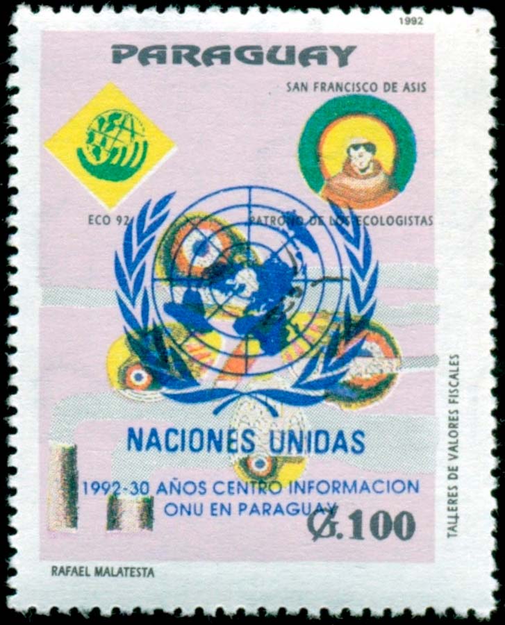 30 años de la ONU en Paraguay, 1992. Catálogo de estampillas del Paraguay.