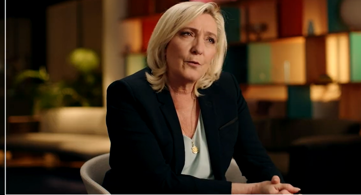 Marine Le Pen, candidata a presidenta en Francia. Foto: Captura de pantalla.