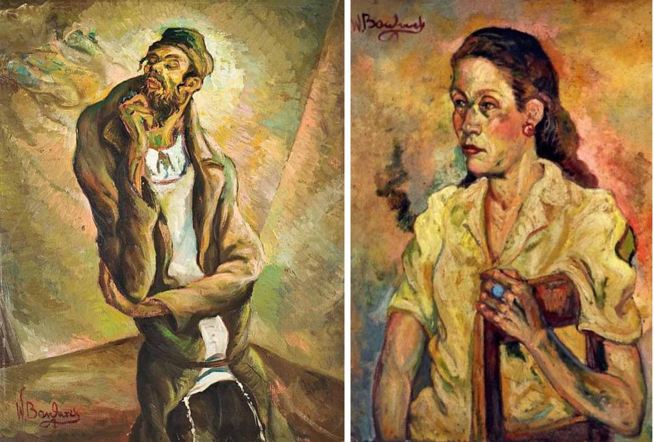 Wolf Bandurek, "El judío errante" y "Retrato". Óleos sobre tela. Colección privada. Cortesía