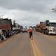 Los camioneros realizando cierre de rutas en manifestaciones anteriores. Foto: Gentileza.