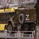 Camiones de salto rusos en Kherson. Foto: Infobae