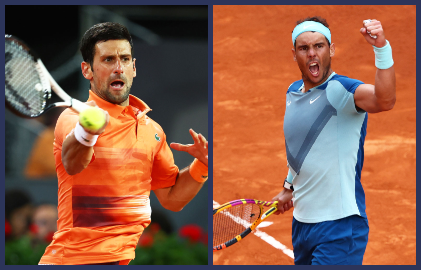 Novak Djokovic y Rafael Nadal. Fotos: @atptour.