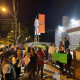 Manifestación contra el acoso sexual y laboral frente a un medio televisivo. Foto: Gentileza