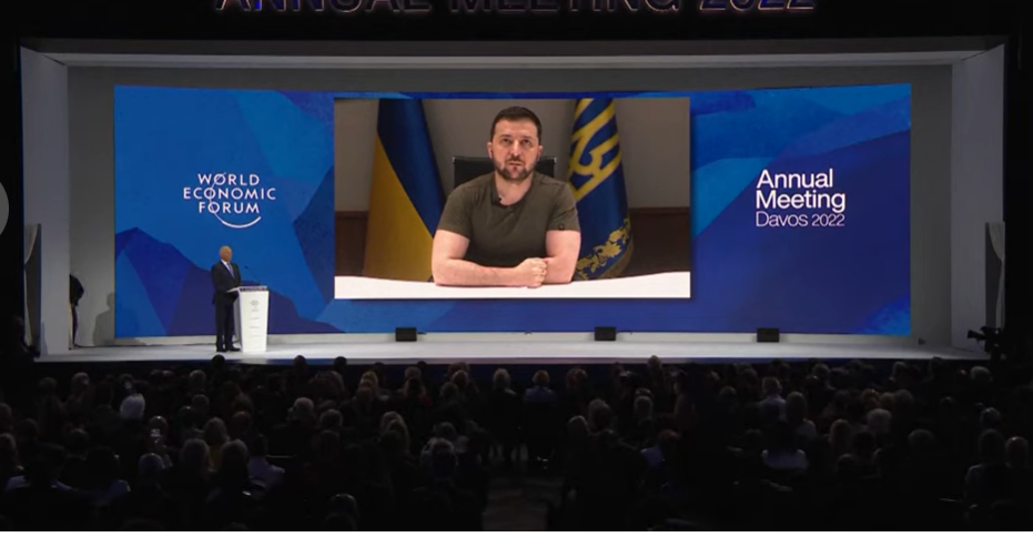 Zelenski dio apertura con su discurso en el Foro Mundial Económico. Foto: Captura de pantalla