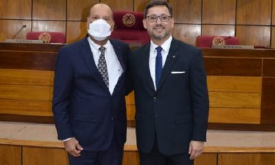 Senador Lucas Aquino junto al presidente del Congreso, Óscar Salomón. Foto: Senado.