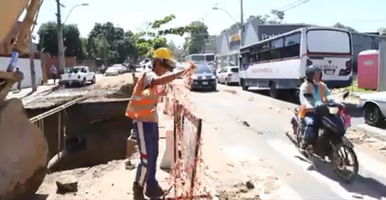 Obras en la Avda Sacramento. Foto: Municipalidad de Asunción.