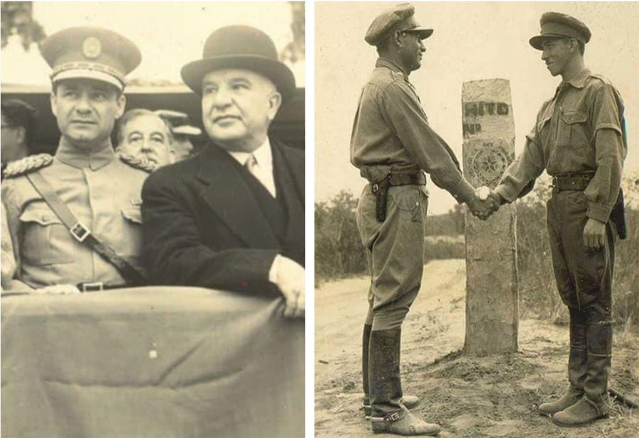 El general José Félix Estigarribia y el presidente Eusebio Ayala en el Desfile de la Victoria,1935. Emblemática foto que indica el fin de las hostilidades, 1935